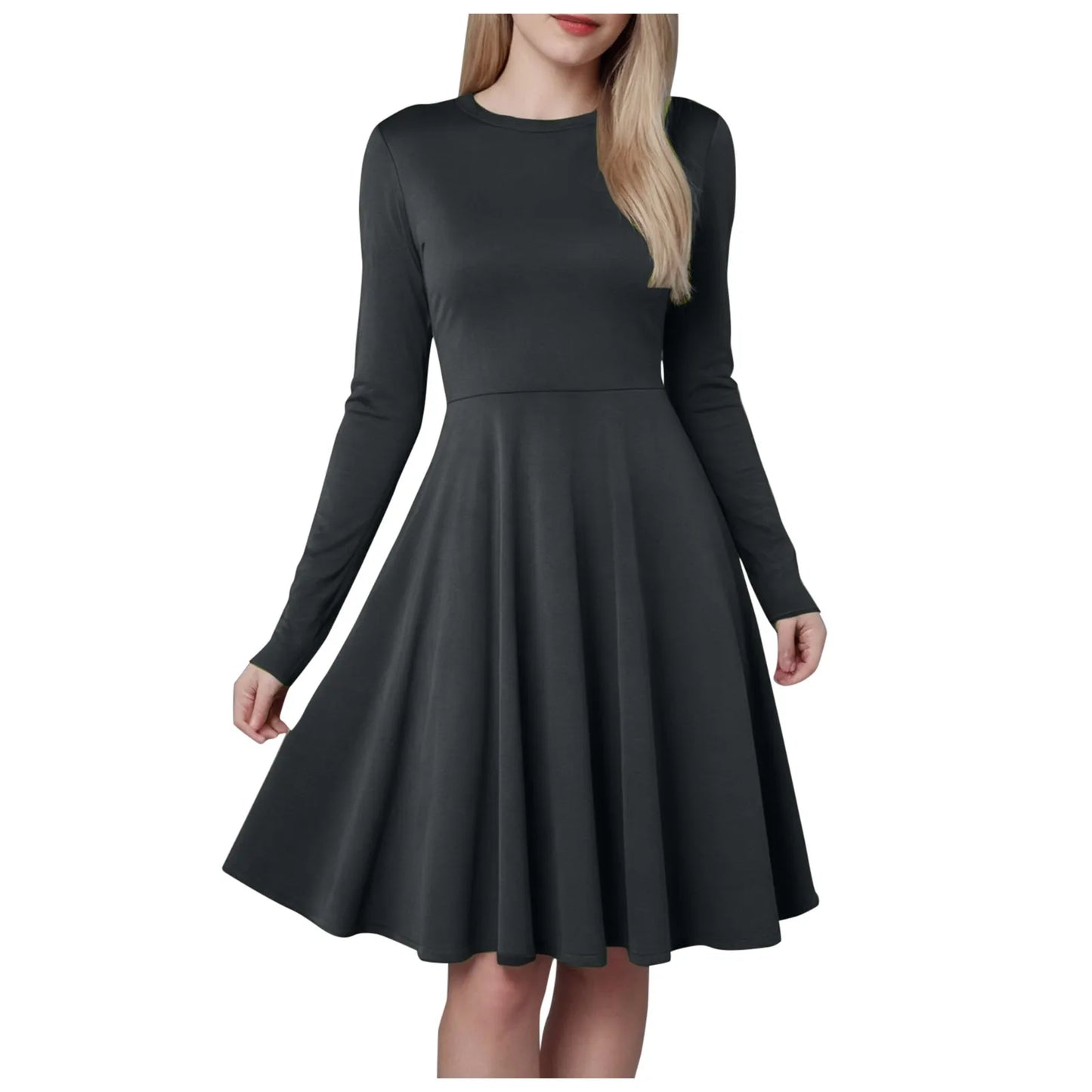 Women Elegant Short Dress Solid Color Pleated High Wais