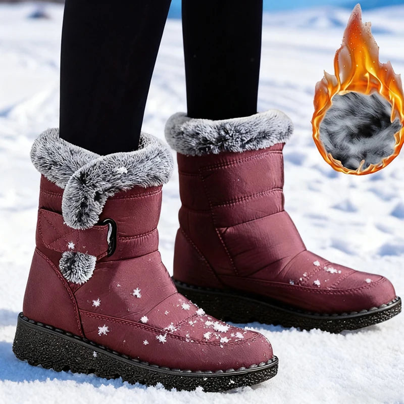 Woman Winter Boots Ankle Low Heels Botas Mujer Waterproof Warm Snow Boots Women's Boots Faux Fur Long Plush Snow Boots