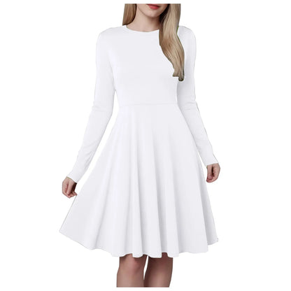 Women Elegant Short Dress Solid Color Pleated High Wais