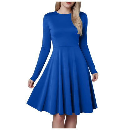 Women Elegant Short Dress Solid Color Pleated High Wais