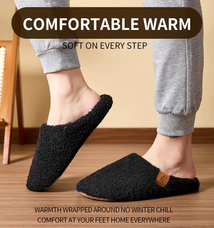 Soft and warm plush slippers, comfortable and fluffy indoor