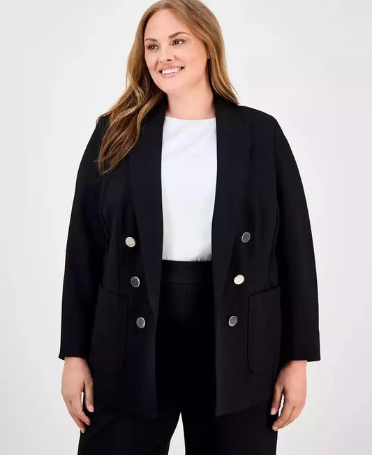 Anne Klein | Plus Size Faux Double-Breasted Jacket