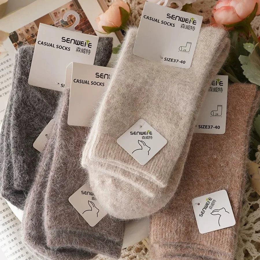 Women's Wool Socks Autumn Winter Thick Warm Rabbit Hair