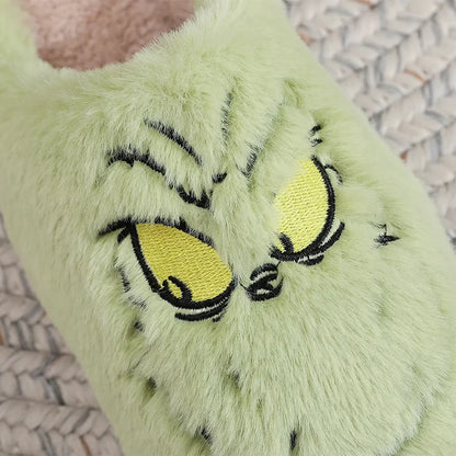 Cute Green Monster Plush Slippers