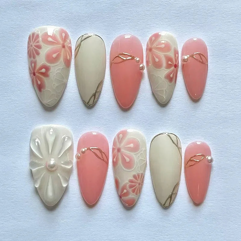 Cute Rabbit Bow Almond Press-On Nails Set