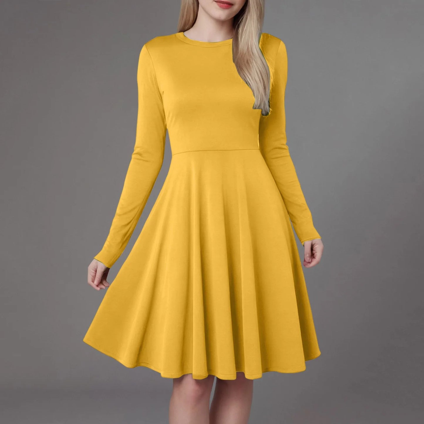 Women Elegant Short Dress Solid Color Pleated High Wais