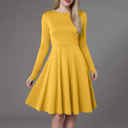 Women Elegant Short Dress Solid Color Pleated High Wais