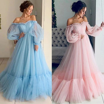 Wedding Backless Tulle Dress Floor Length Solid Color Fashion
