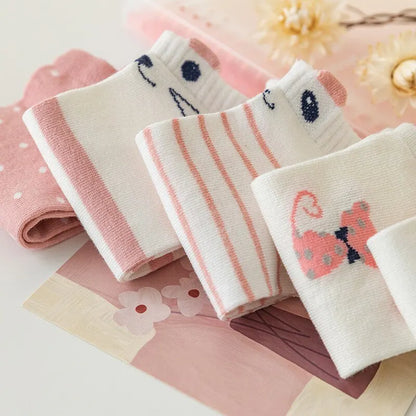 Women's Short Tube Socks Pink Cat Cute Low Top Casual Socks