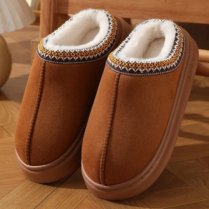 New Fashion Fluffy Platform Slippers for Women 2025 Winter Plush