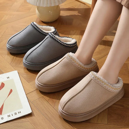 New Fashion Fluffy Platform Slippers for Women 2025 Winter Plush