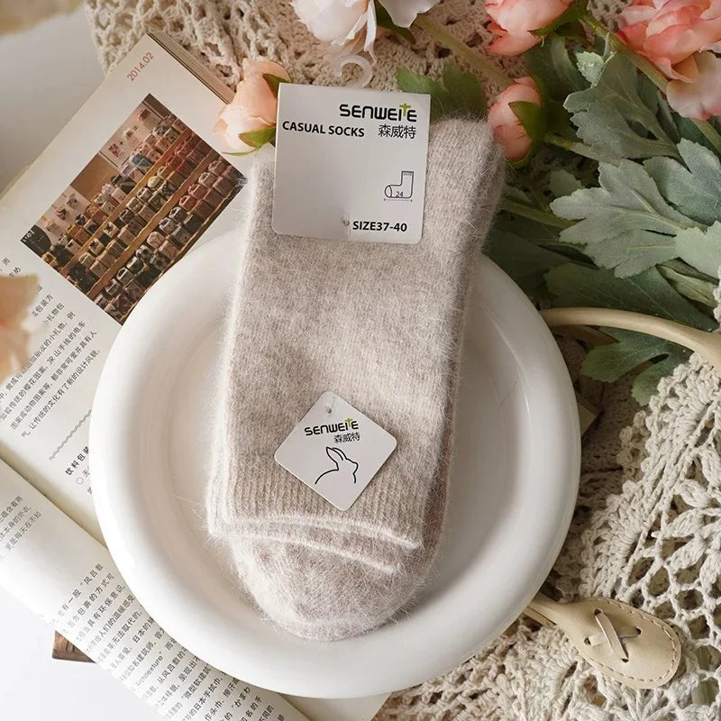Women's Wool Socks Autumn Winter Thick Warm Rabbit Hair