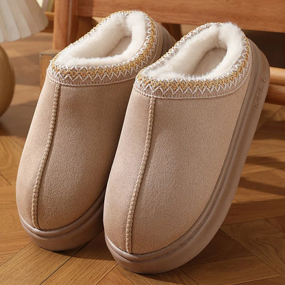 New Fashion Fluffy Platform Slippers for Women 2025 Winter Plush Warm
