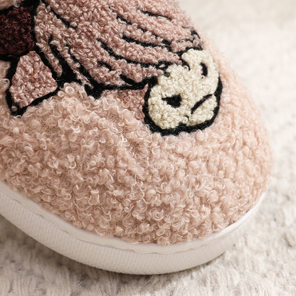 Bull Head Plush Winter Slippers for Women
