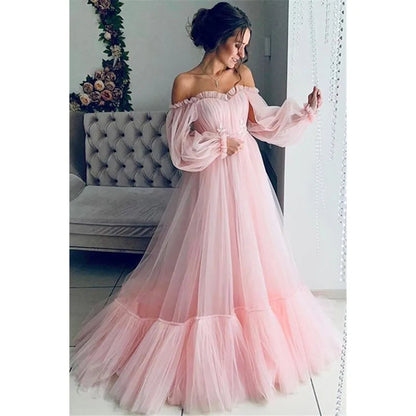 Wedding Backless Tulle Dress Floor Length Solid Color Fashion