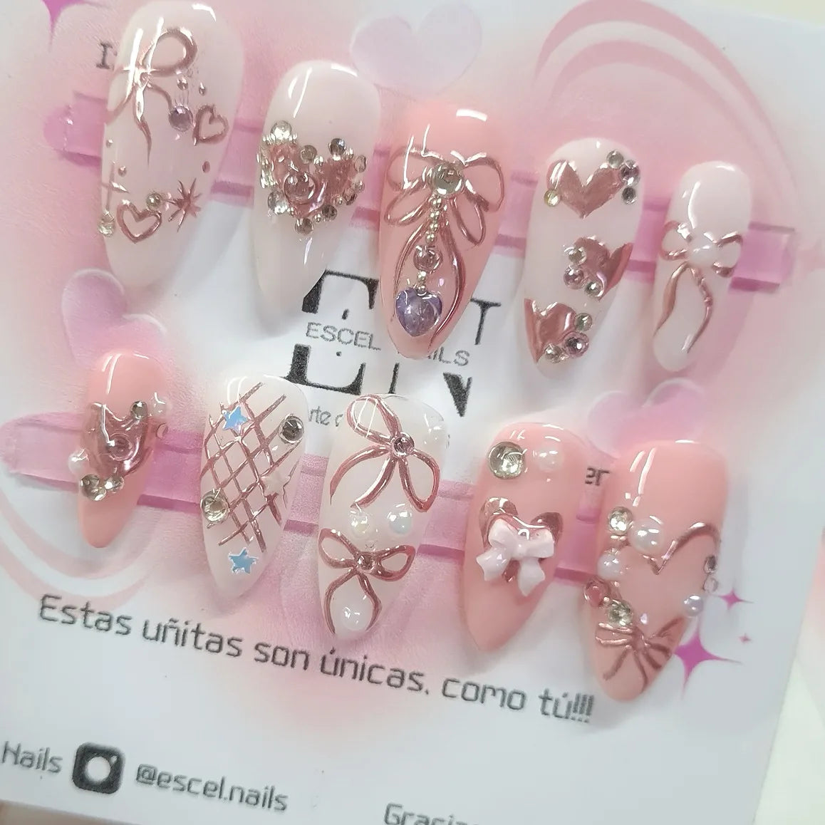 Cute Rabbit Bow Almond Press-On Nails Set