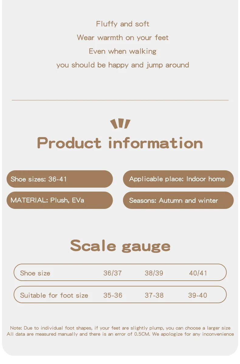 Winter Women's Slippers Boots Fashion Fuzzy Fur Anti-slip