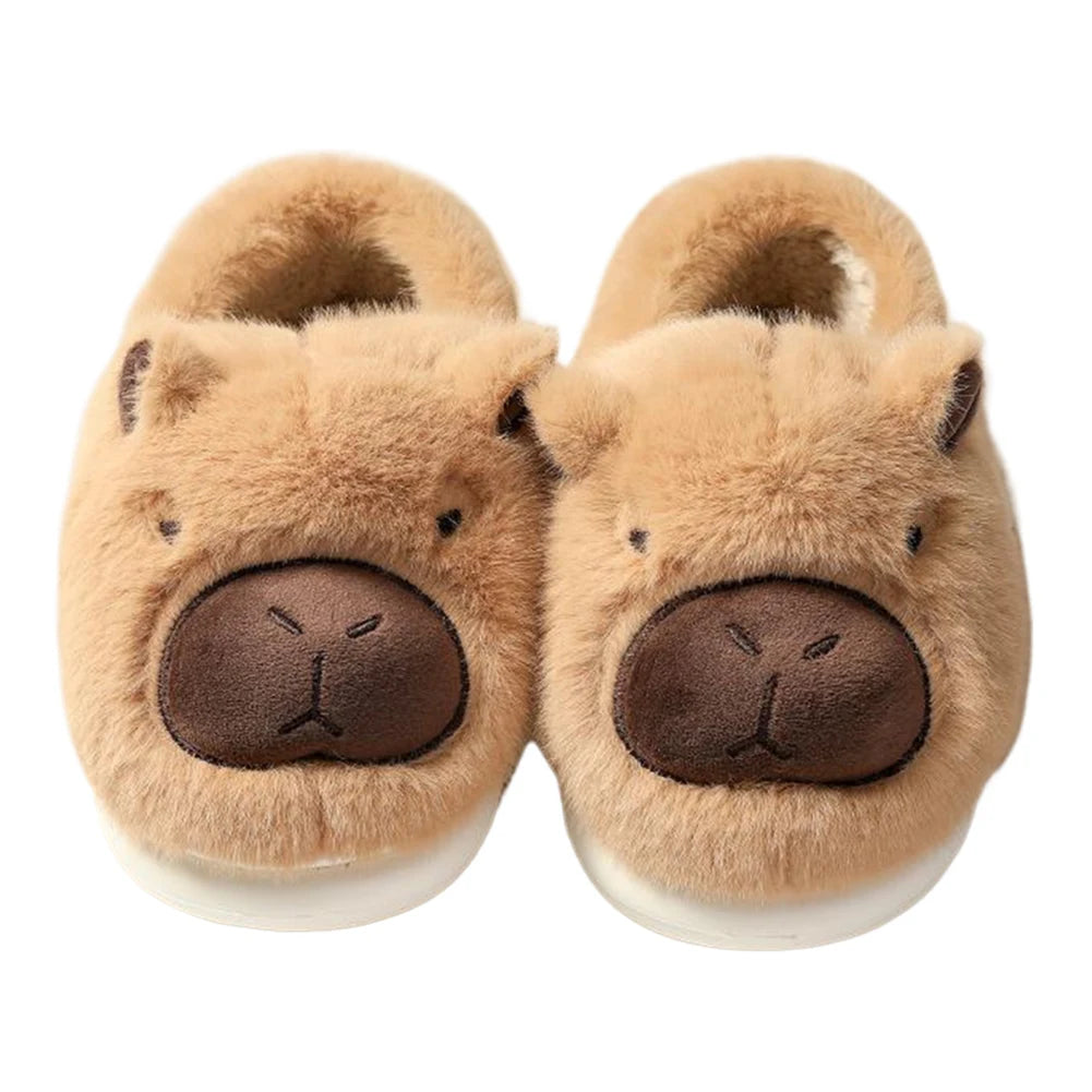Plush Capybara Slippers Closed Toe Slippers Cute Thermal Home Slippers