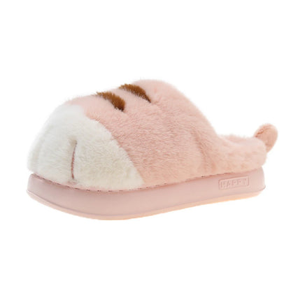3D Cat Paw Plush Slippers Slip-on House Shoes Comfortable Furry Paw Couple Slippers Winter Soft Warm Slippers for Indoor Bedroom