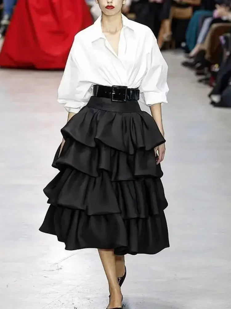 Women Fashion Falbala Layered Elegant Party Evening Skirts