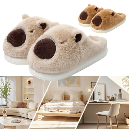 Plush Capybara Slippers Closed Toe Slippers Cute Thermal Home Slippers