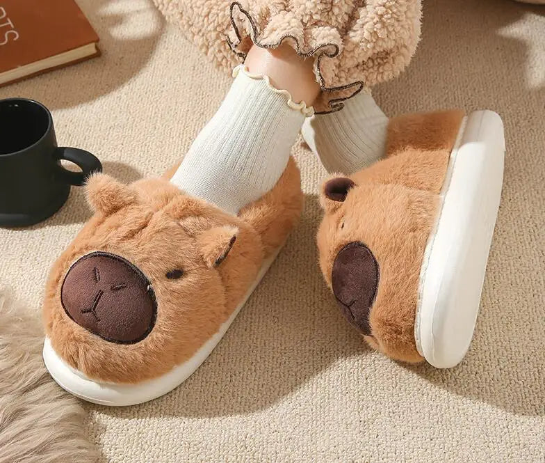 Capybara Plush Winter Slippers