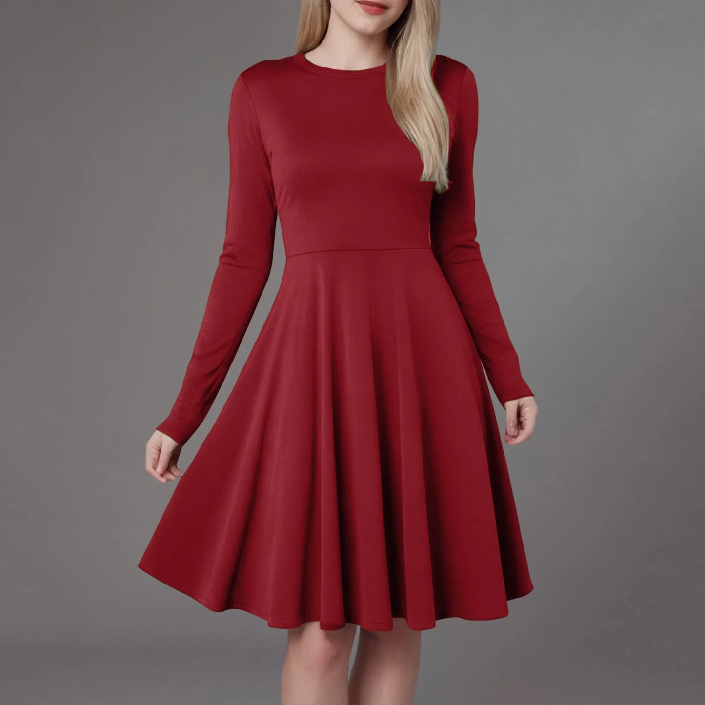 Women Elegant Short Dress Solid Color Pleated High Wais