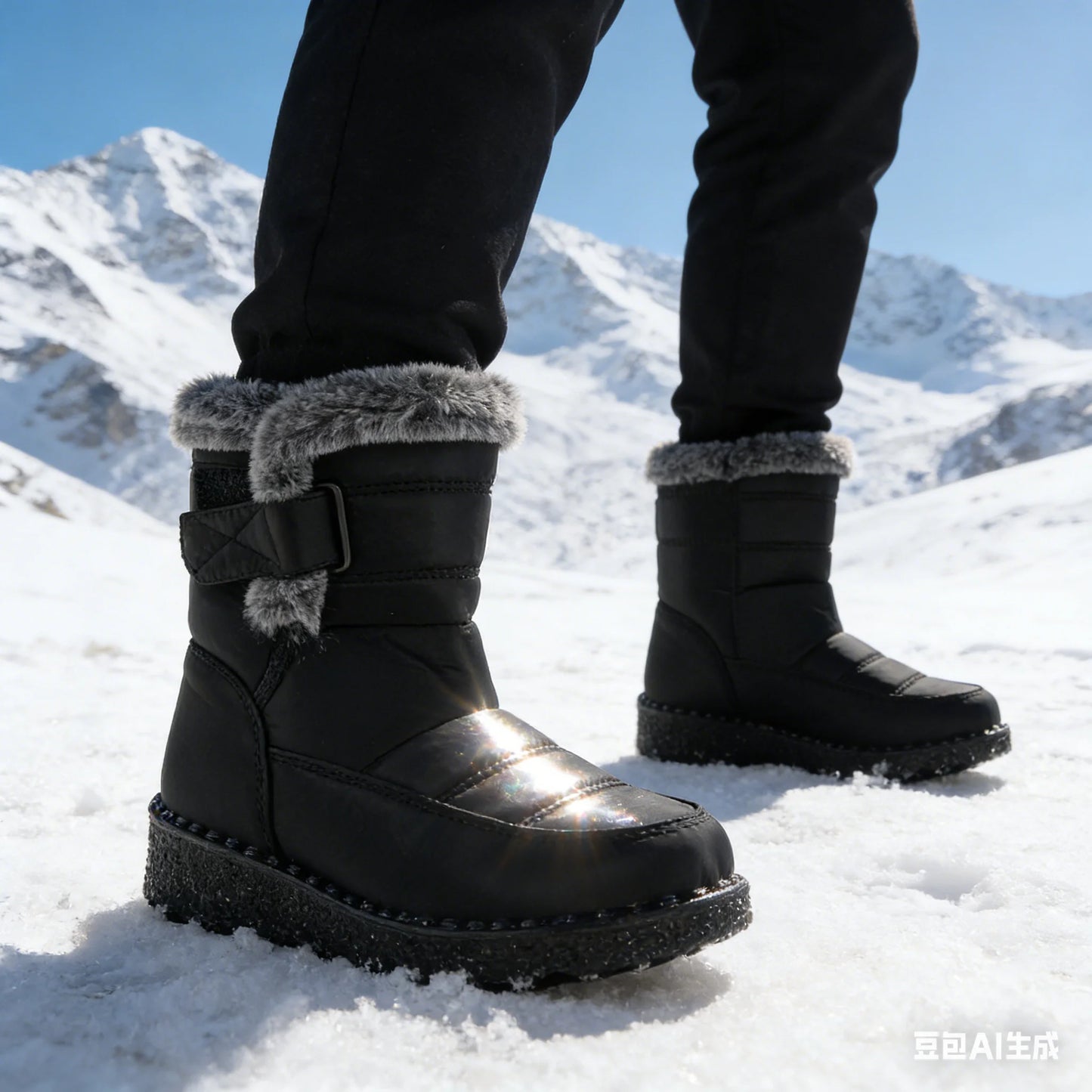 Woman Winter Boots Ankle Low Heels Botas Mujer Waterproof Warm Snow Boots Women's Boots Faux Fur Long Plush Snow Boots