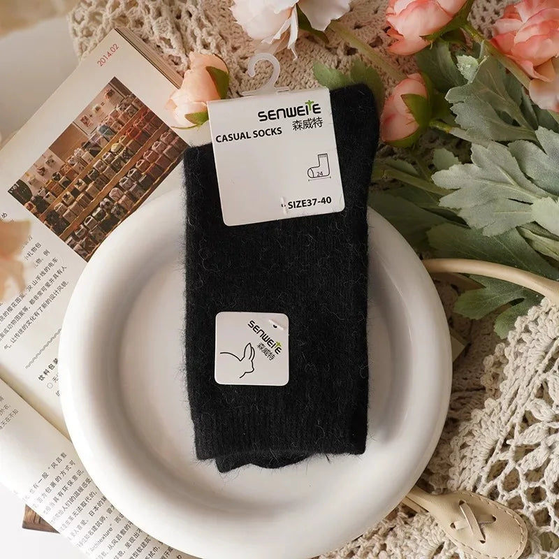 Women's Wool Socks Autumn Winter Thick Warm Rabbit Hair