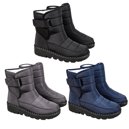 Women Warm Plush Fur Boots Waterproof Ladies Winter Snow Boots with Hook&Loop Plush Lined Gifts for Mother Friends