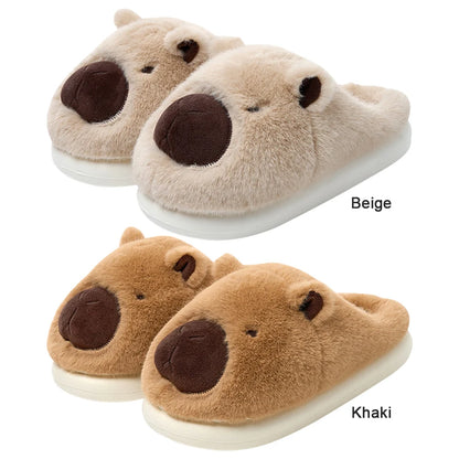 Plush Capybara Slippers Closed Toe Slippers Cute Thermal Home Slippers