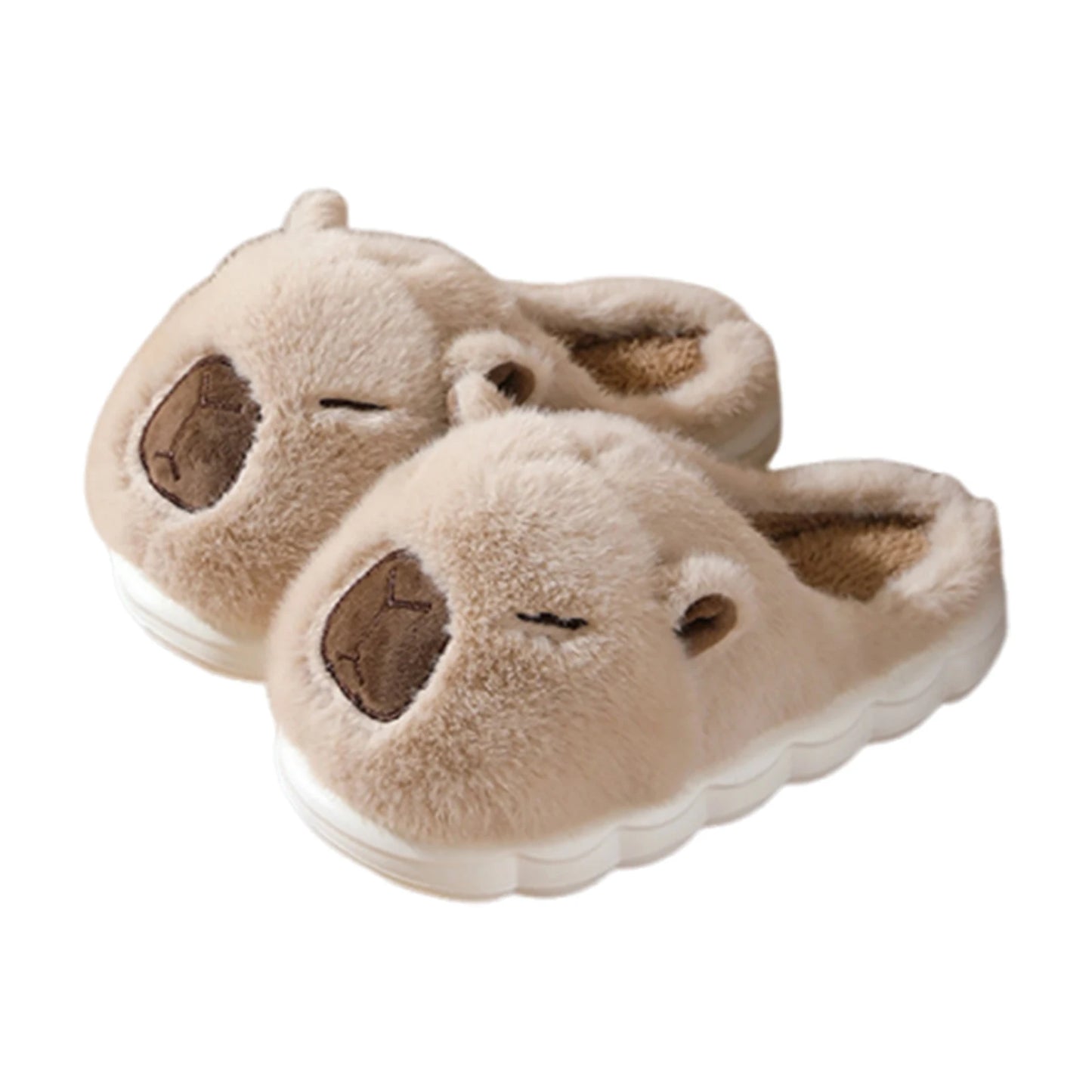 Plush Capybara Slippers Closed Toe Slippers Cute Thermal Home Slippers